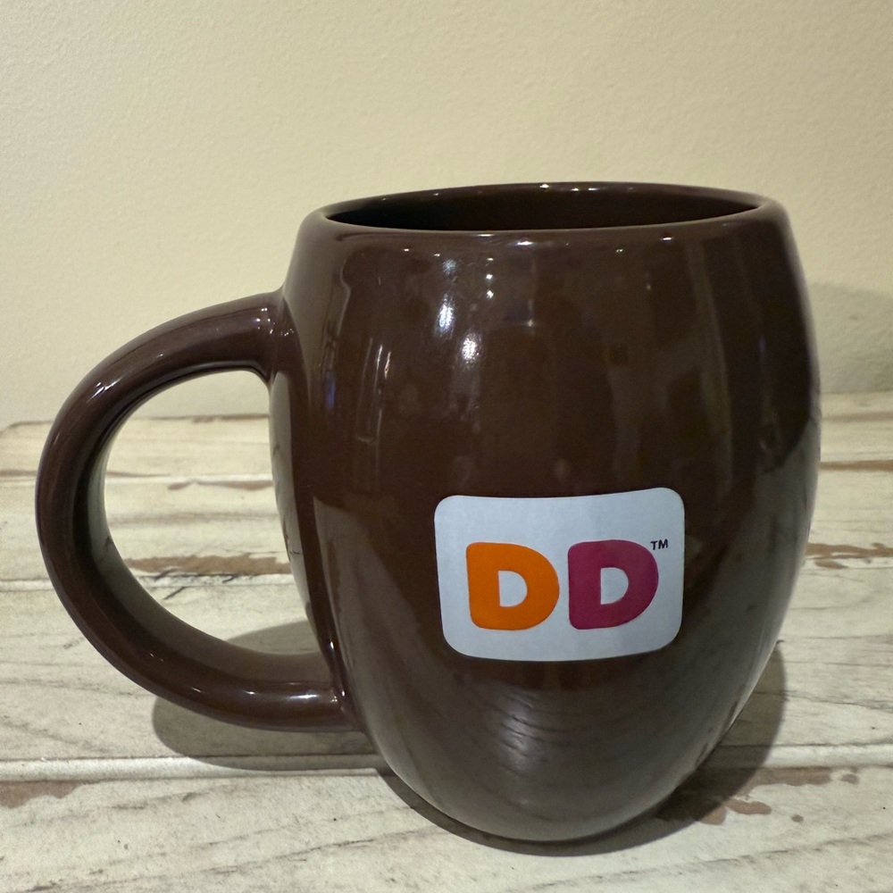 Dunkin Donuts Brown Barrel Shaped DD Logo Classic Coffee Tea Mug - Picture 3 of 8